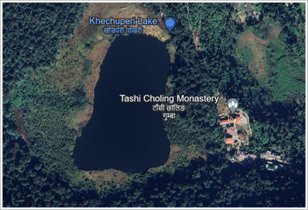 Khecheopalri Lake, Google Earth Image